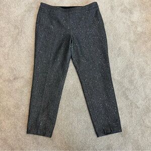 Talbots gray wool blend sequin embellished sparkly Herringbone ankle pants Sz 12